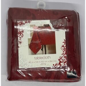 Target Tablecloth Oblong Red Jacquard 2007 60” X 104” Tablecloth Christmas NWT